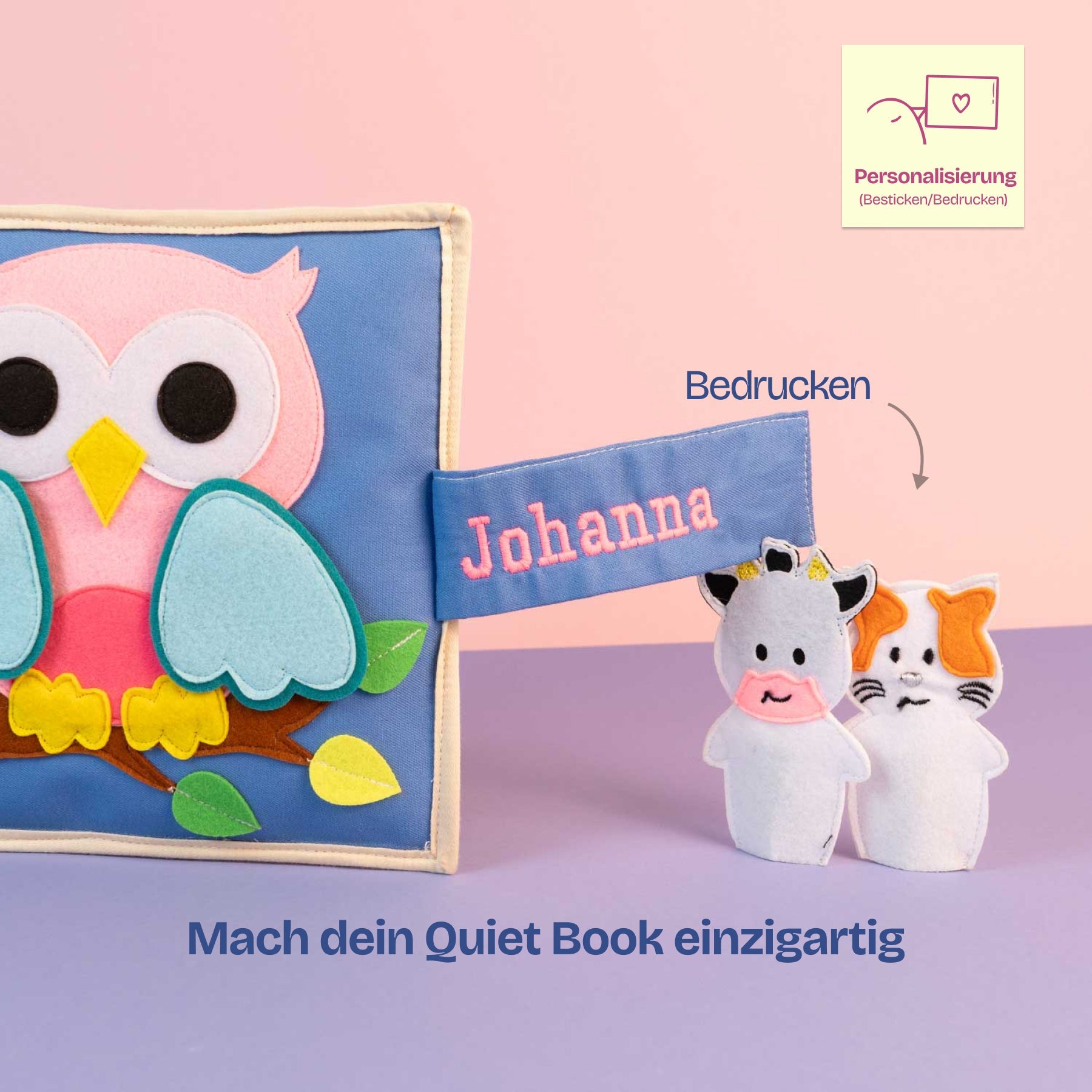 Pastell junge Eule – 6 Seiten Quiet Book